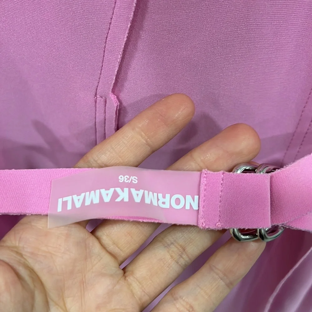 Norma Kamali Single Breasted Straight Leg Jumpsuit in Candy Pink - Picture 7 of 11